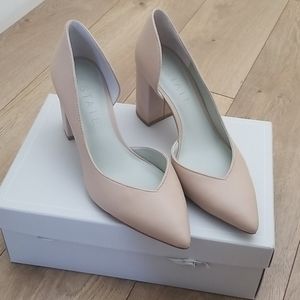 Pointy Block Heels Faux Leather Sz 6